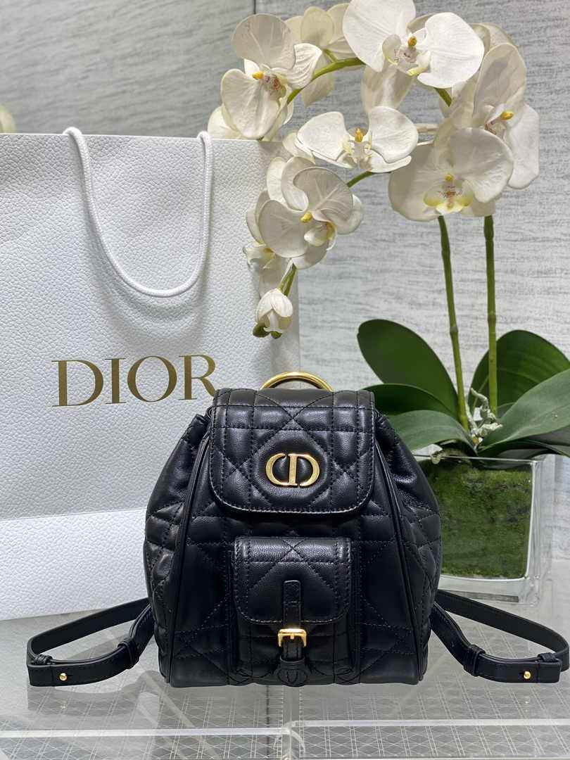 Small Dior Caro Backpack M6302 Black Macrocannage Lambskin - Default Title - View 2