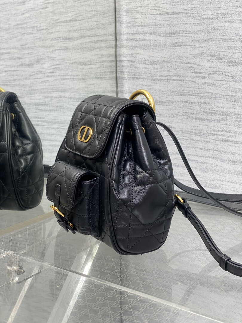 Small Dior Caro Backpack M6302 Black Macrocannage Lambskin - Default Title - View 5