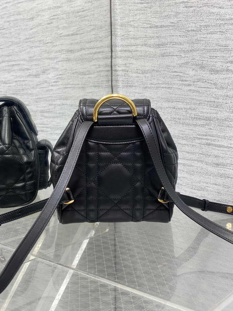 Small Dior Caro Backpack M6302 Black Macrocannage Lambskin - Default Title - View 6