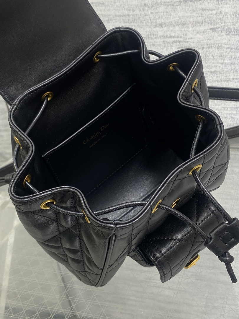 Small Dior Caro Backpack M6302 Black Macrocannage Lambskin - Default Title - View 10