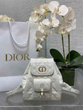 Small Dior Caro Backpack M6302 Beige Macrocannage Lambskin - Default Title - View 1