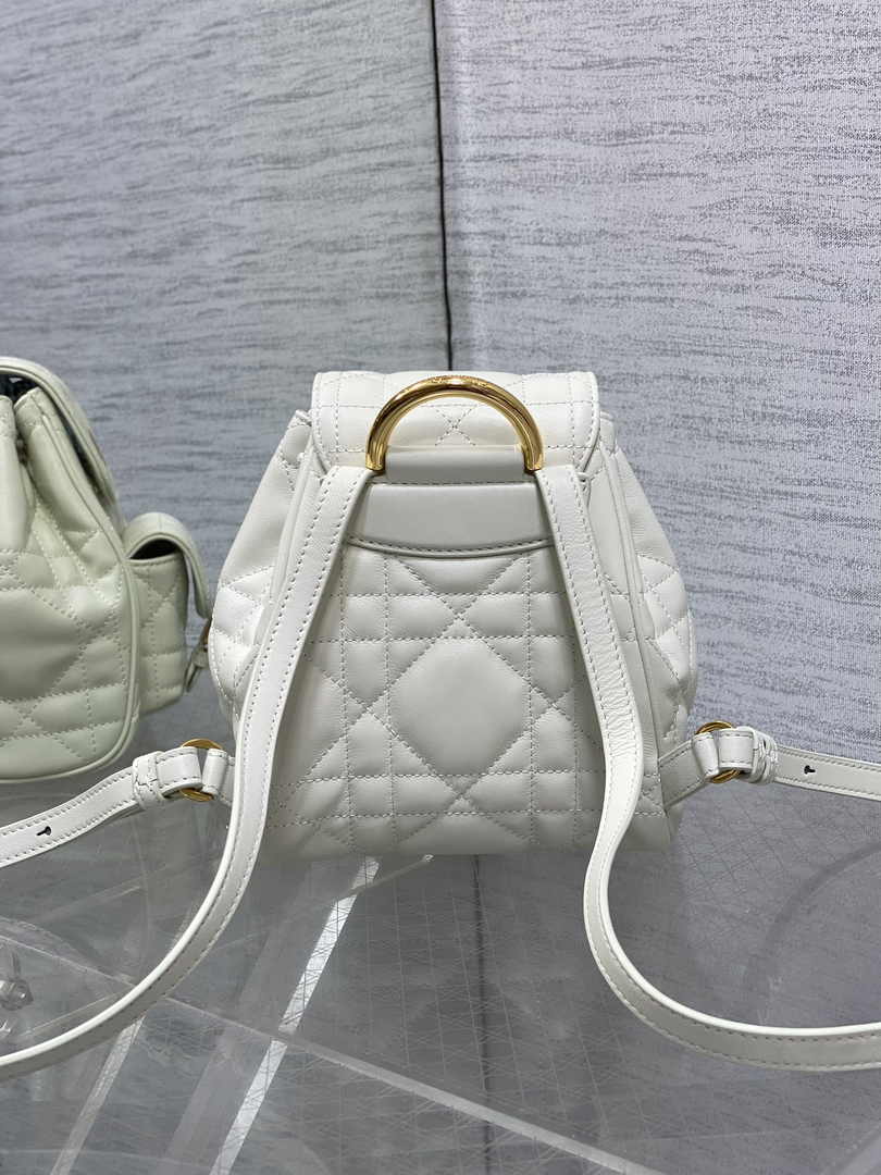 Small Dior Caro Backpack M6302 Beige Macrocannage Lambskin - Default Title - View 5