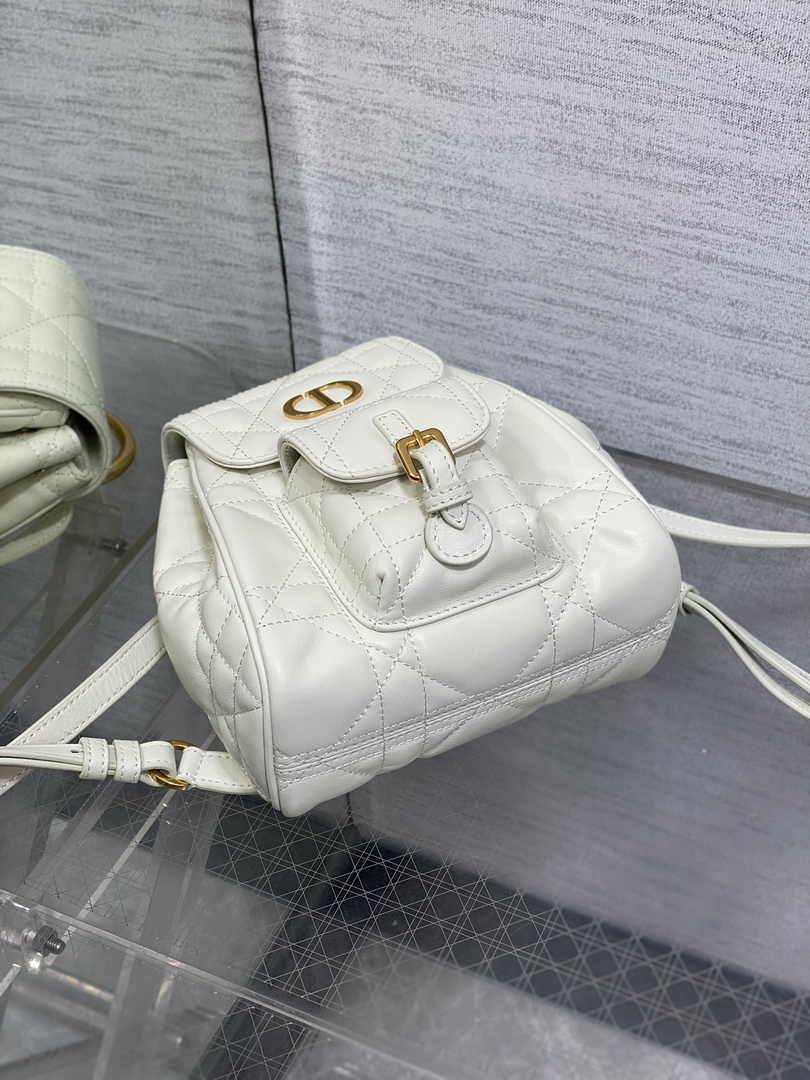 Small Dior Caro Backpack M6302 Beige Macrocannage Lambskin - Default Title - View 7