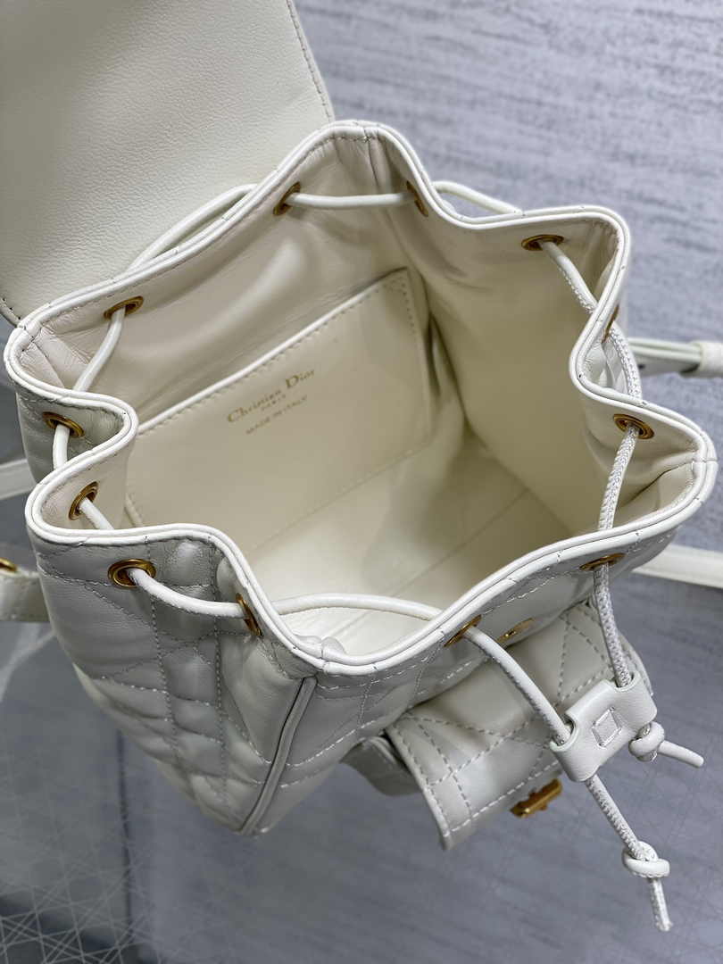Small Dior Caro Backpack M6302 Beige Macrocannage Lambskin - Default Title - View 9