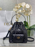 Small Dior Caro Bucket Bag Black Lambskin M3372 - Default Title - View 1