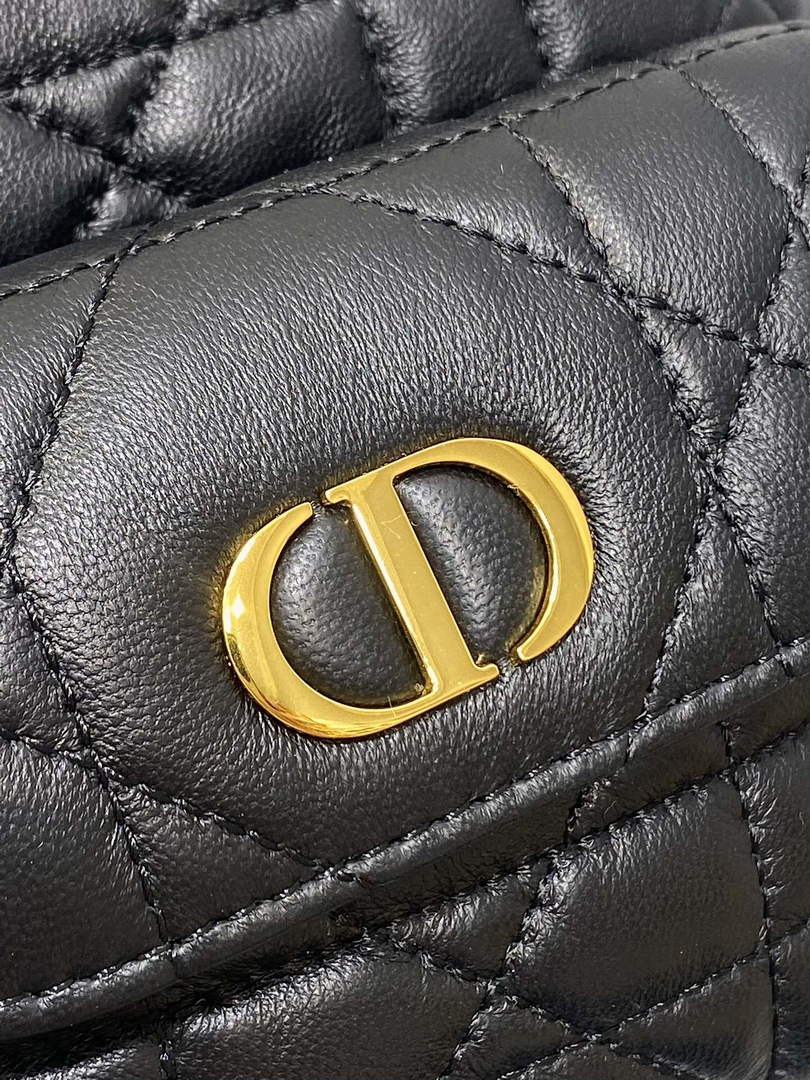 Small Dior Caro Bucket Bag Black Lambskin M3372 - Default Title - View 9