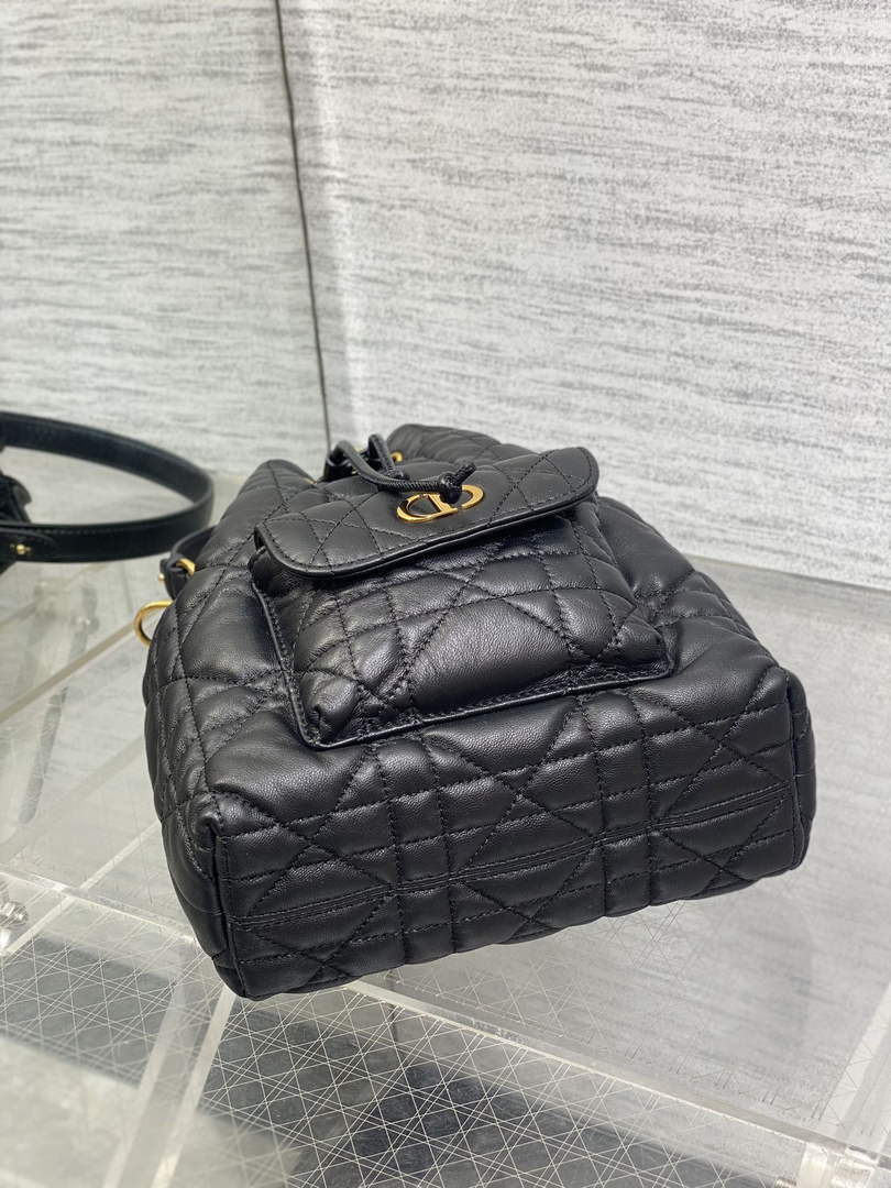 Small Dior Caro Bucket Bag Black Lambskin M3372 - Default Title - View 5