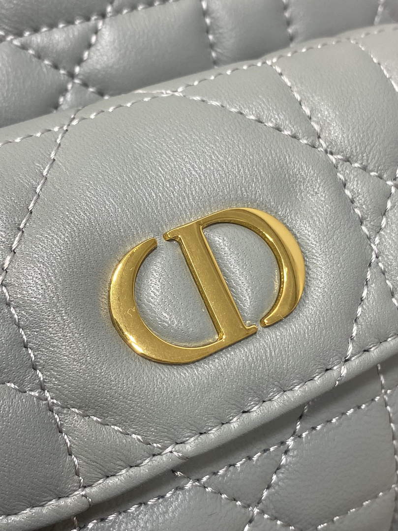 Small Dior Caro Bucket Bag Gray Lambskin M3372 - Default Title - View 7