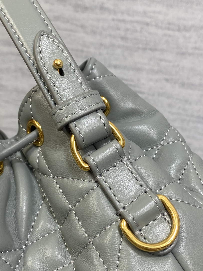Small Dior Caro Bucket Bag Gray Lambskin M3372 - Default Title - View 8