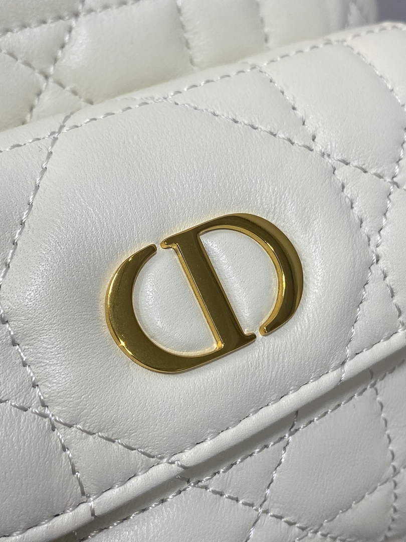 Small Dior Caro Bucket Bag White Lambskin M3372 - Default Title - View 7