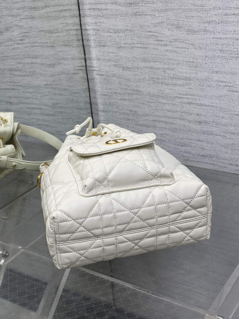 Small Dior Caro Bucket Bag White Lambskin M3372 - Default Title - View 4