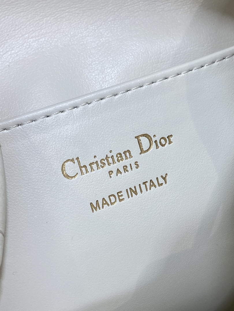 Small Dior Caro Bucket Bag White Lambskin M3372 - Default Title - View 6