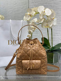 Small Dior Caro Bucket Bag Tan Lambskin M3372 - Default Title - View 1