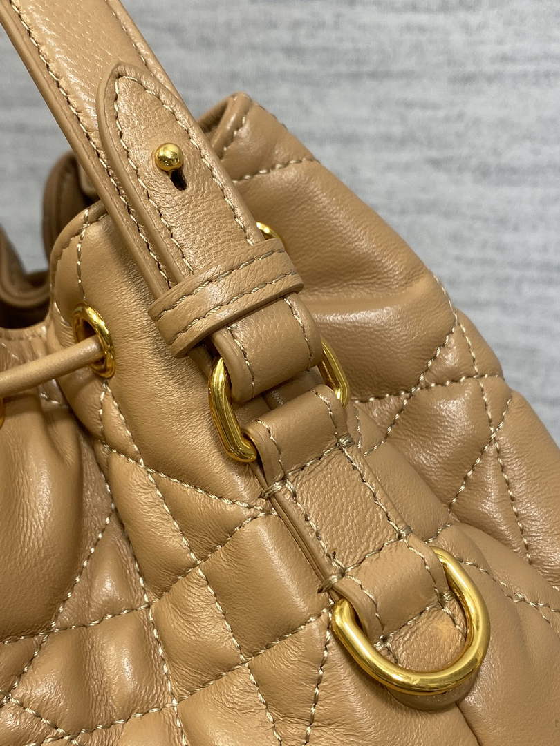 Small Dior Caro Bucket Bag Tan Lambskin M3372 - Default Title - View 9