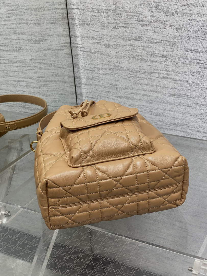 Small Dior Caro Bucket Bag Tan Lambskin M3372 - Default Title - View 4