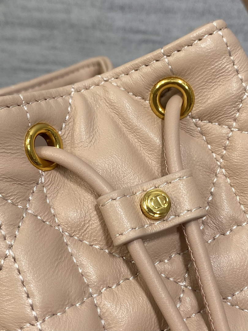 Small Dior Caro Bucket Bag Powder Pink Lambskin M3372 - Default Title - View 7