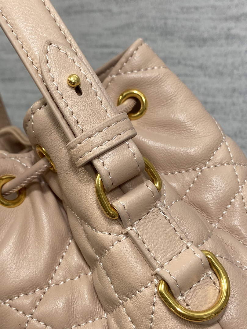Small Dior Caro Bucket Bag Powder Pink Lambskin M3372 - Default Title - View 9