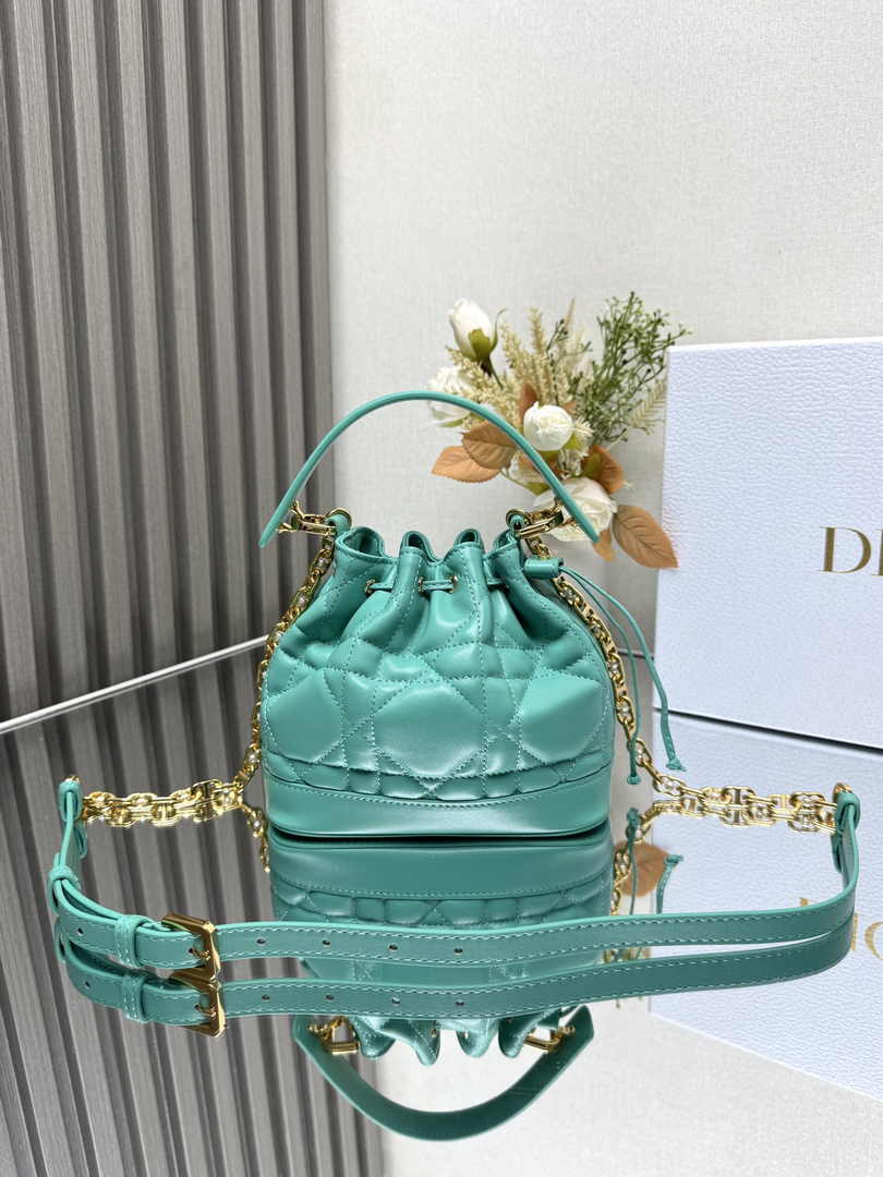 Small Dior Jolie Bucket Bag M2780 Green Lambskin - Default Title - View 1