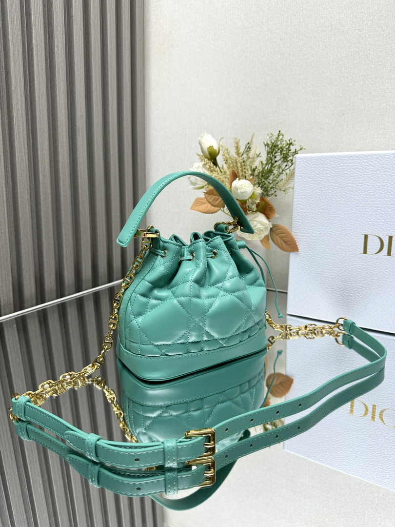Small Dior Jolie Bucket Bag M2780 Green Lambskin - Default Title - View 2