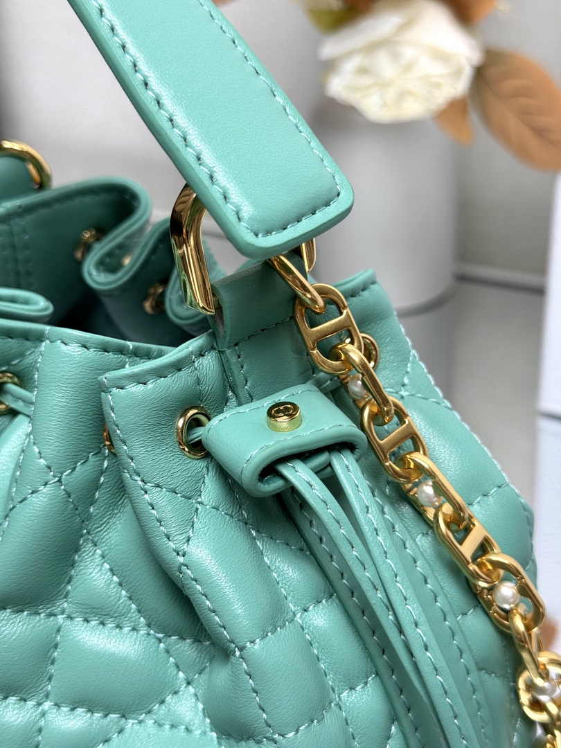 Small Dior Jolie Bucket Bag M2780 Green Lambskin - Default Title - View 3