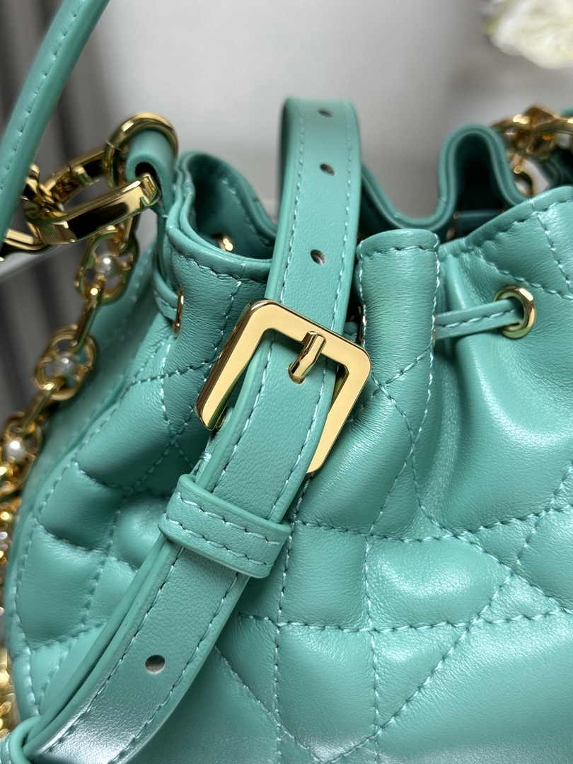 Small Dior Jolie Bucket Bag M2780 Green Lambskin - Default Title - View 4