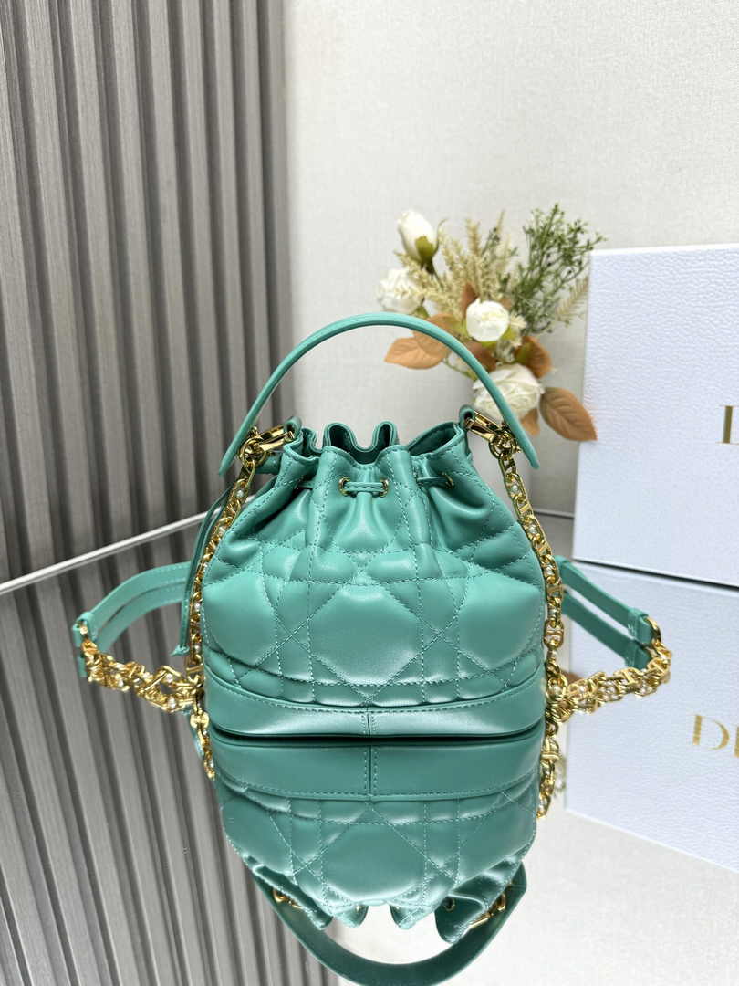 Small Dior Jolie Bucket Bag M2780 Green Lambskin - Default Title - View 6