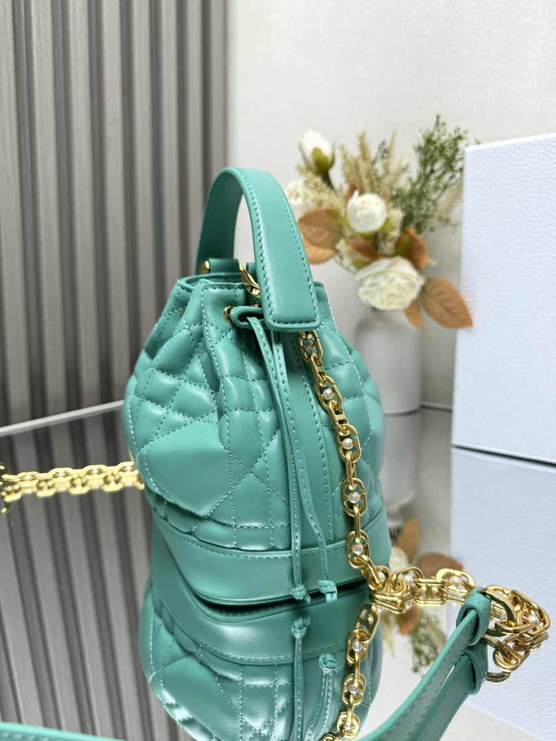 Small Dior Jolie Bucket Bag M2780 Green Lambskin - Default Title - View 7