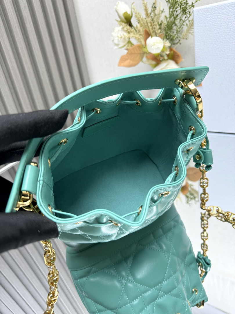 Small Dior Jolie Bucket Bag M2780 Green Lambskin - Default Title - View 9