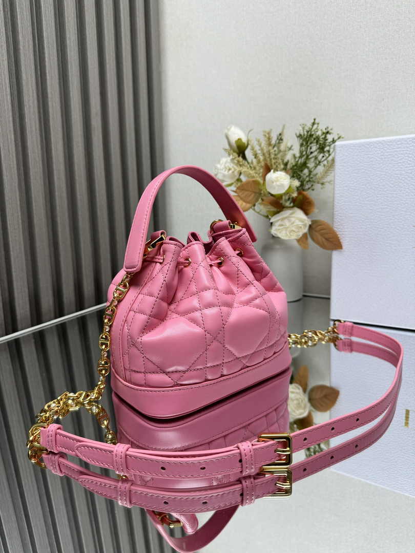 Small Dior Jolie Bucket Bag M2780 Pink Lambskin - Default Title - View 2
