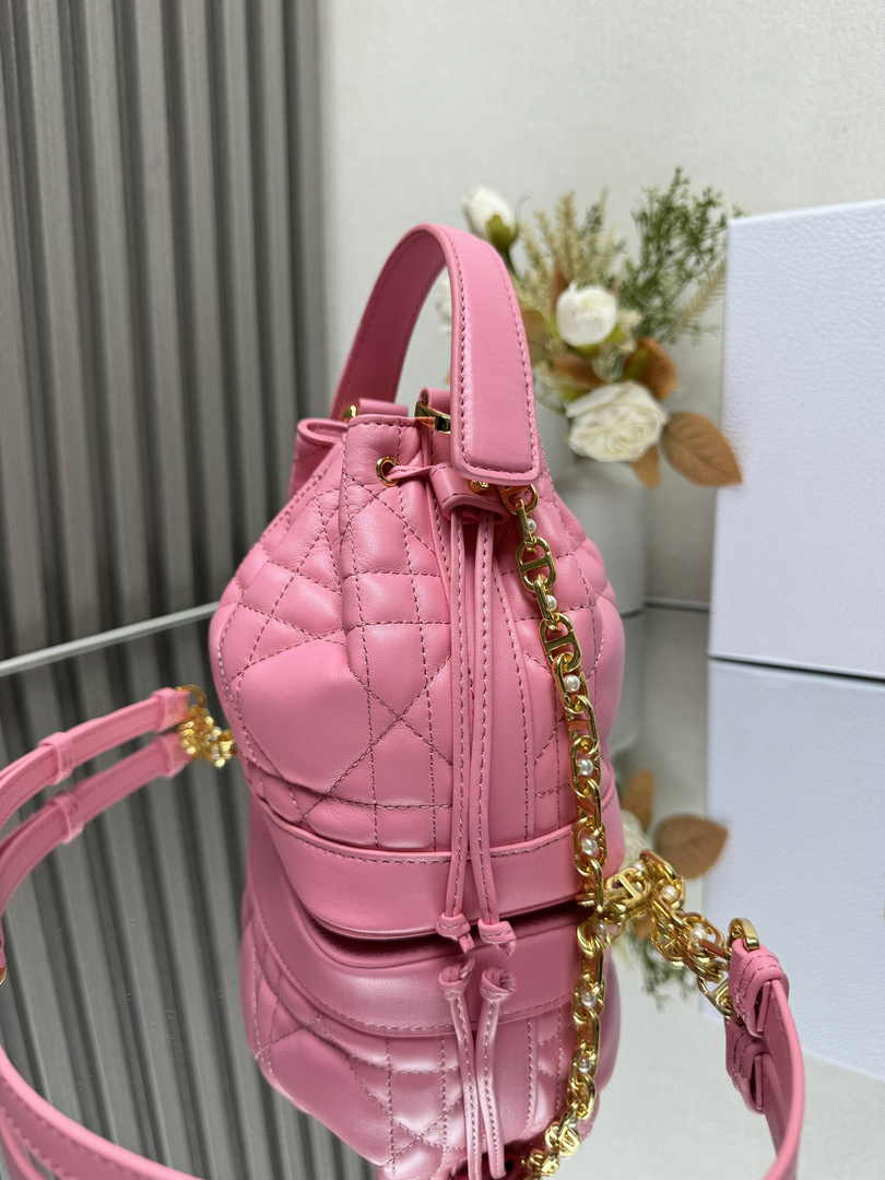 Small Dior Jolie Bucket Bag M2780 Pink Lambskin - Default Title - View 3