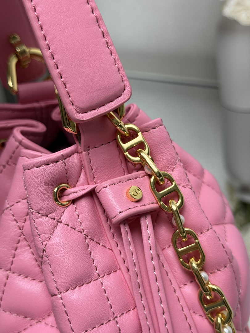 Small Dior Jolie Bucket Bag M2780 Pink Lambskin - Default Title - View 4