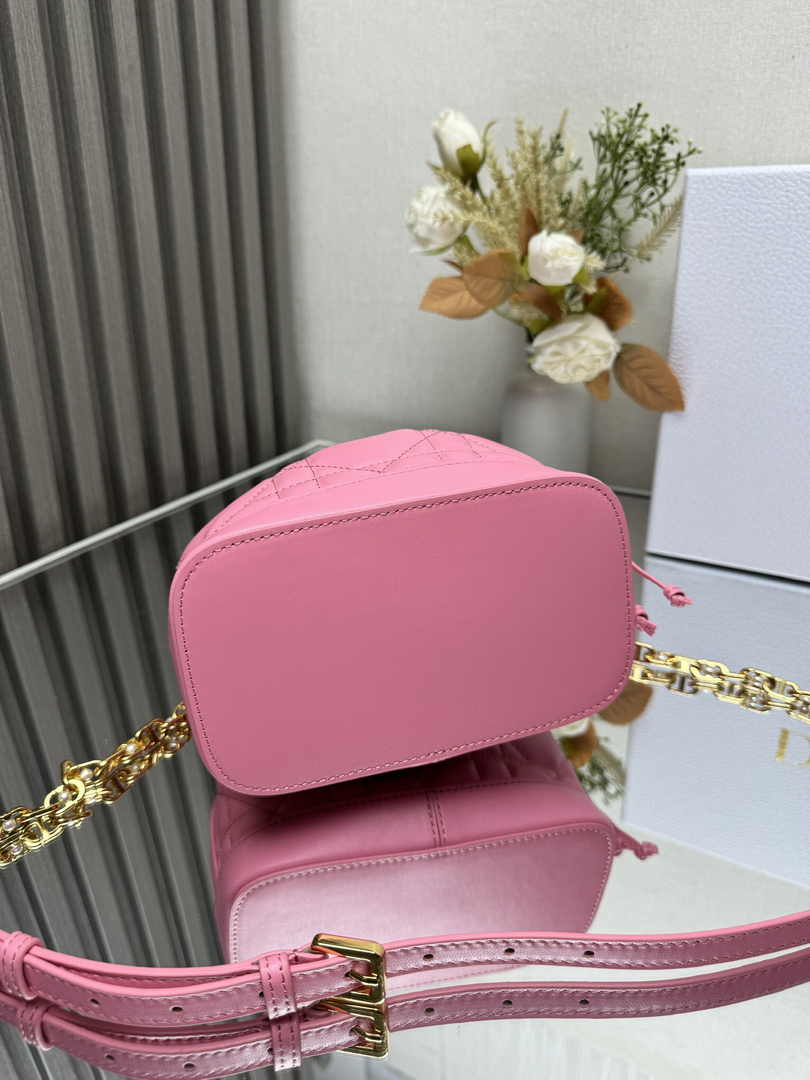 Small Dior Jolie Bucket Bag M2780 Pink Lambskin - Default Title - View 5