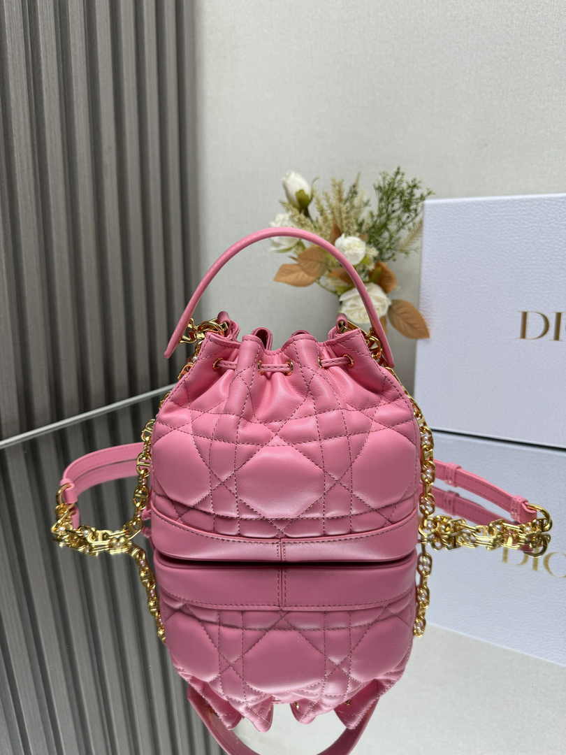 Small Dior Jolie Bucket Bag M2780 Pink Lambskin - Default Title - View 6