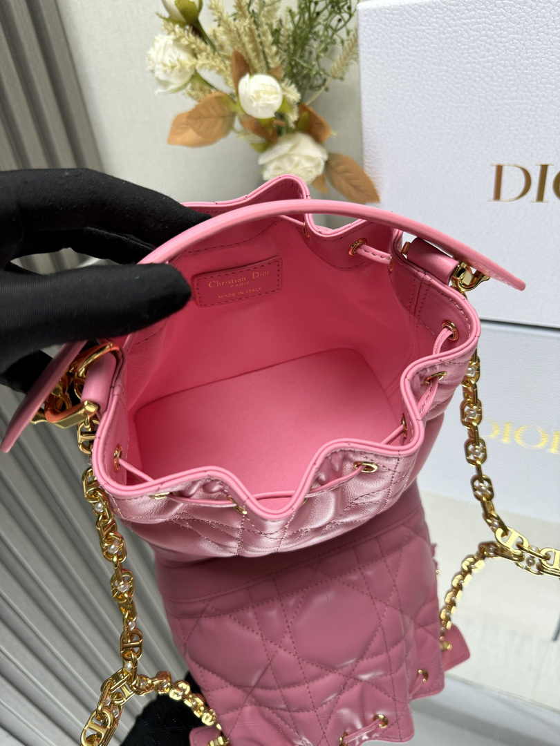 Small Dior Jolie Bucket Bag M2780 Pink Lambskin - Default Title - View 9
