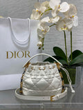 Small Dior Jolie Bucket Bag M2780 White Lambskin - Default Title - View 1