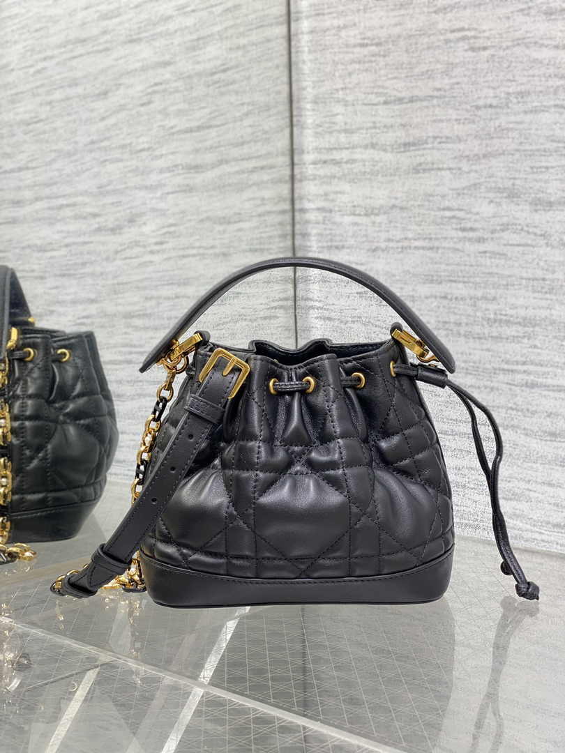 Small Dior Jolie Bucket Bag M2780 Black Lambskin - Default Title - View 2