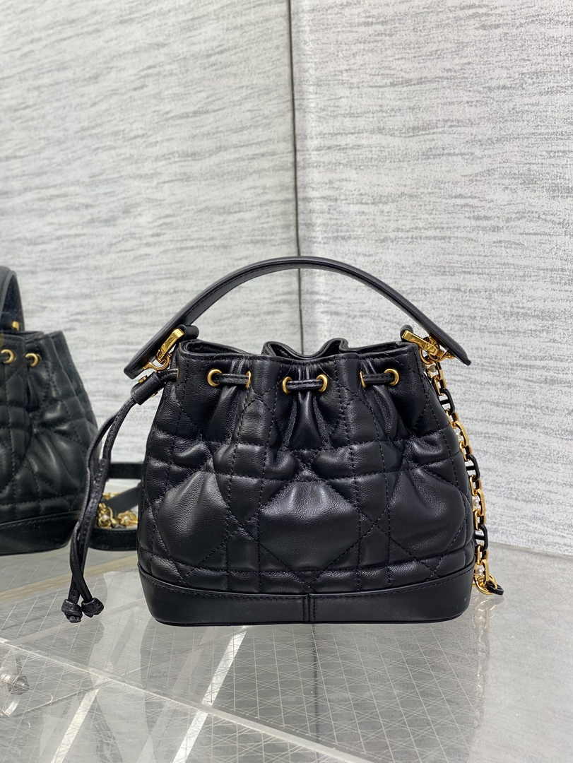 Small Dior Jolie Bucket Bag M2780 Black Lambskin - Default Title - View 5