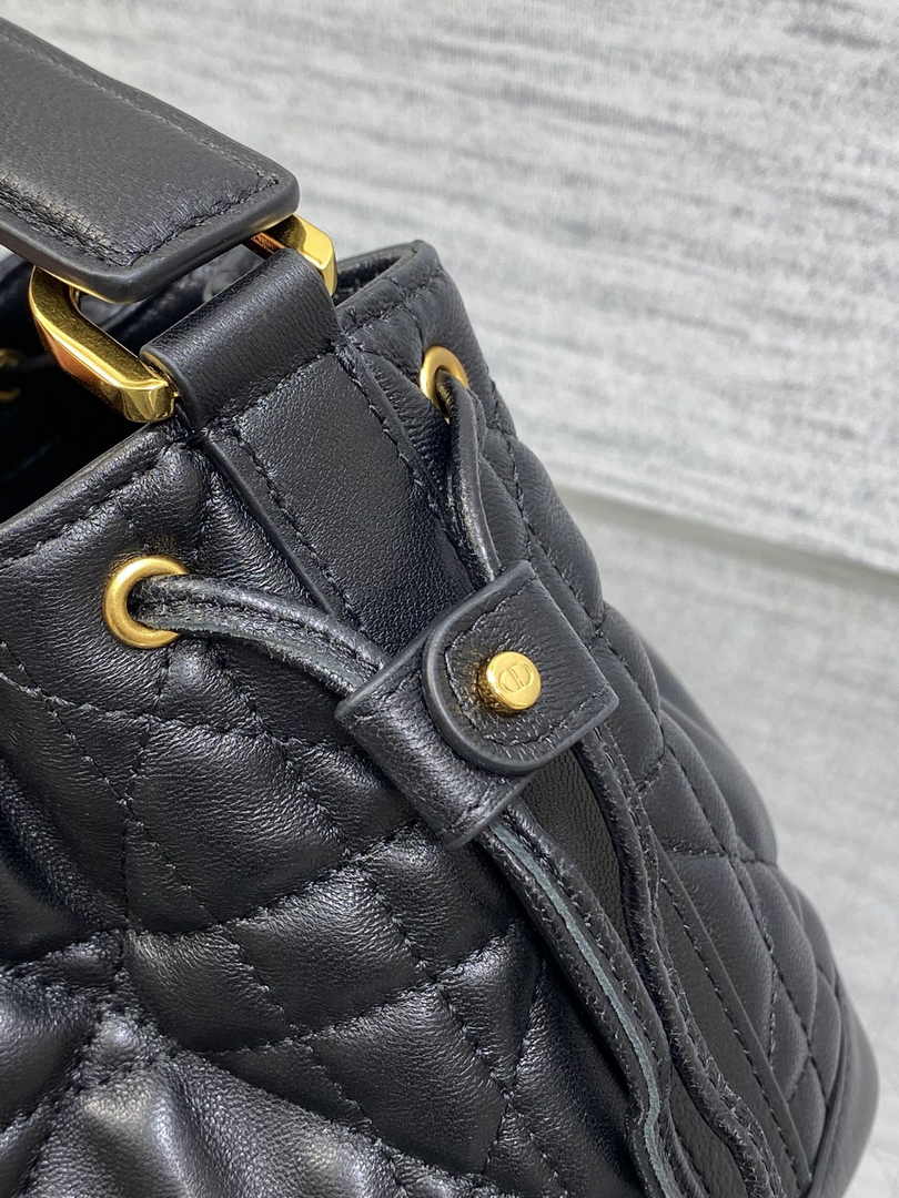 Small Dior Jolie Bucket Bag M2780 Black Lambskin - Default Title - View 6