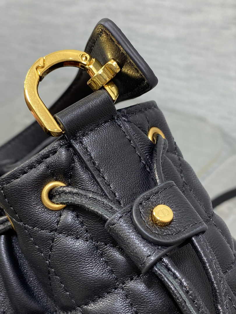 Small Dior Jolie Bucket Bag M2780 Black Lambskin - Default Title - View 7