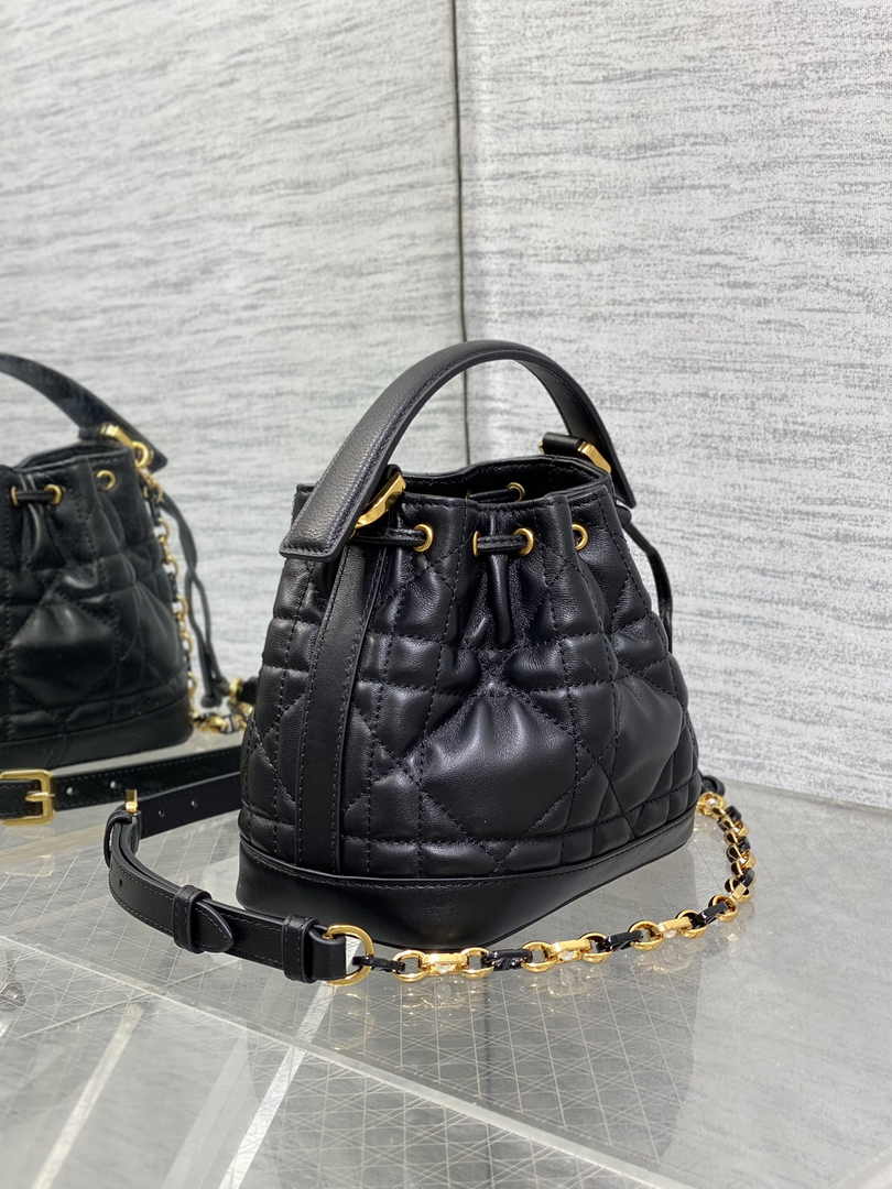 Small Dior Jolie Bucket Bag M2780 Black Lambskin - Default Title - View 9