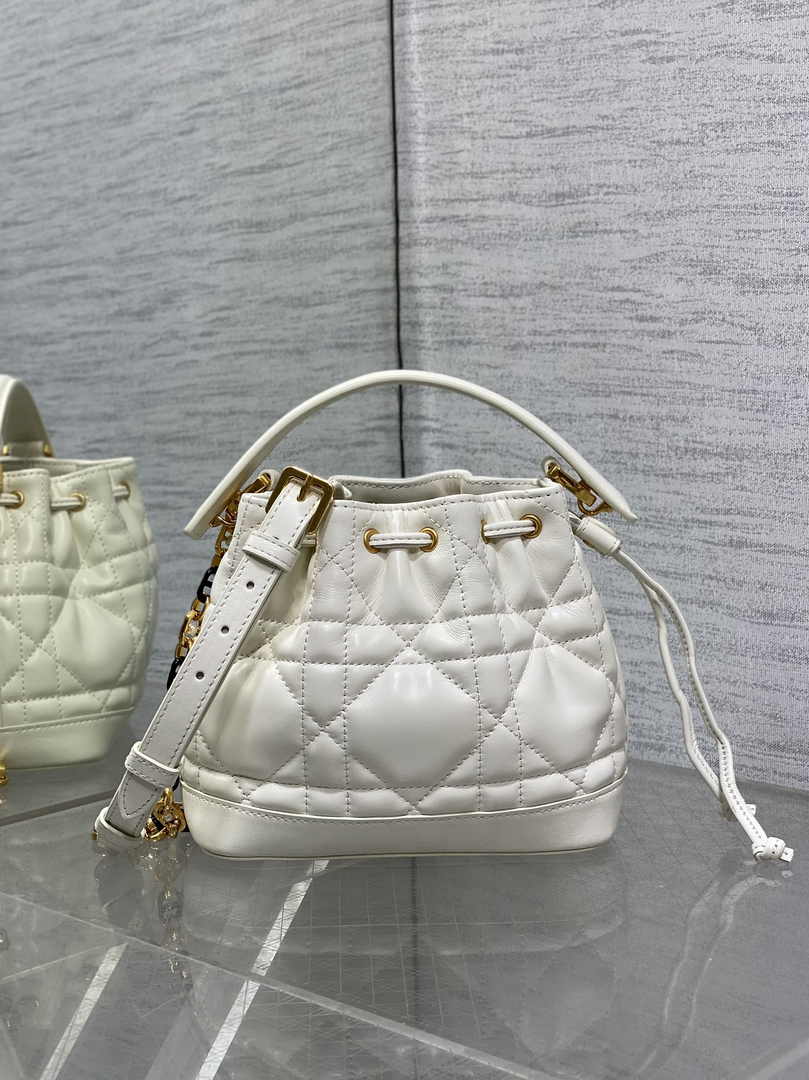Small Dior Jolie Bucket Bag M2780 White Lambskin - Default Title - View 2