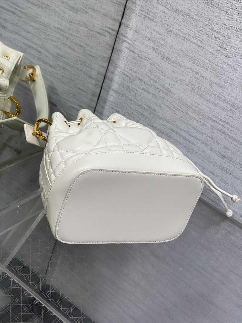 Small Dior Jolie Bucket Bag M2780 White Lambskin - Default Title - View 5