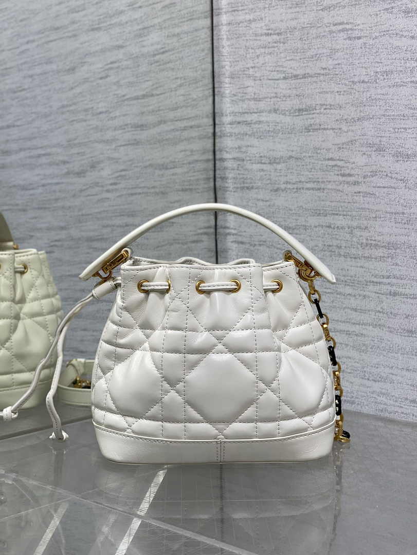 Small Dior Jolie Bucket Bag M2780 White Lambskin - Default Title - View 6