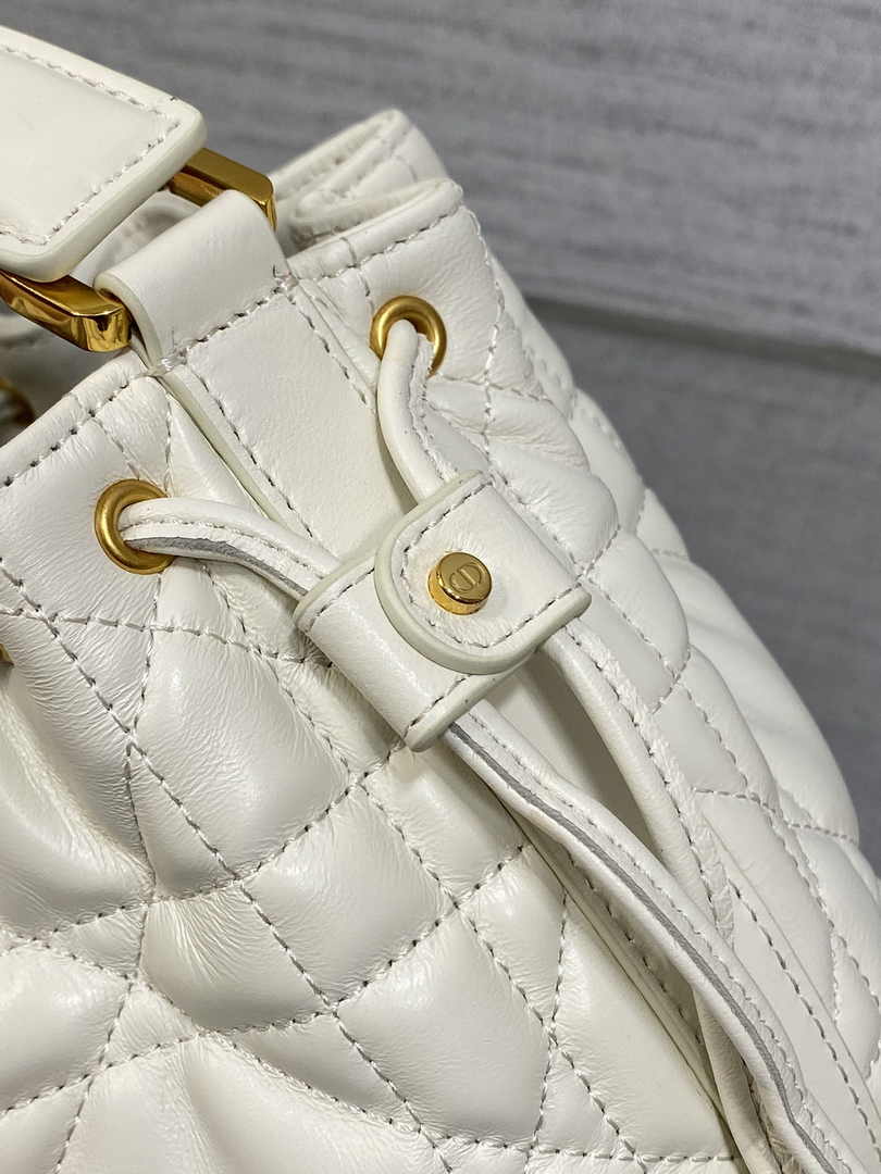 Small Dior Jolie Bucket Bag M2780 White Lambskin - Default Title - View 7