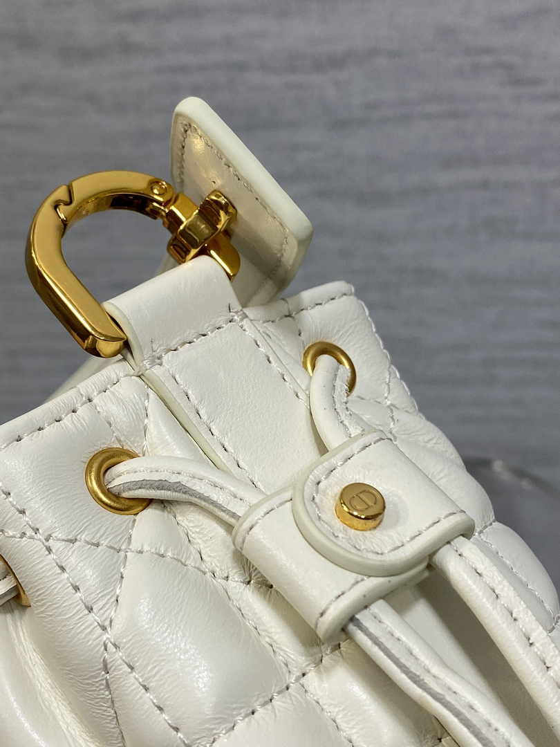 Small Dior Jolie Bucket Bag M2780 White Lambskin - Default Title - View 8