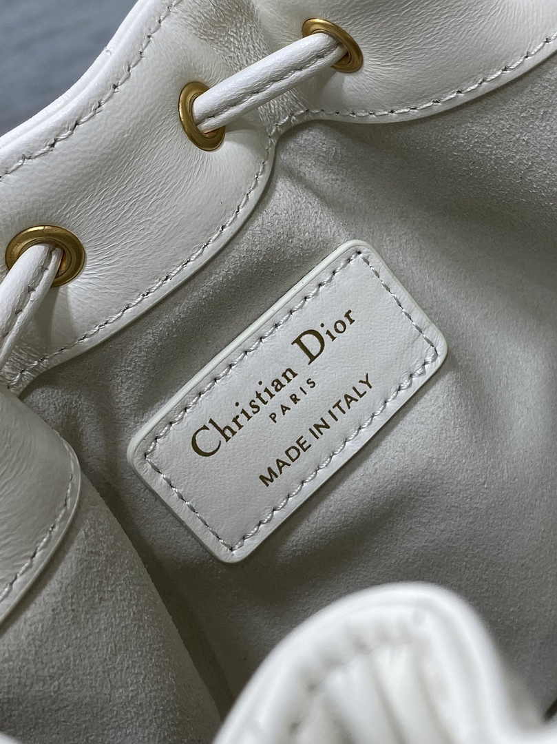 Small Dior Jolie Bucket Bag M2780 White Lambskin - Default Title - View 10