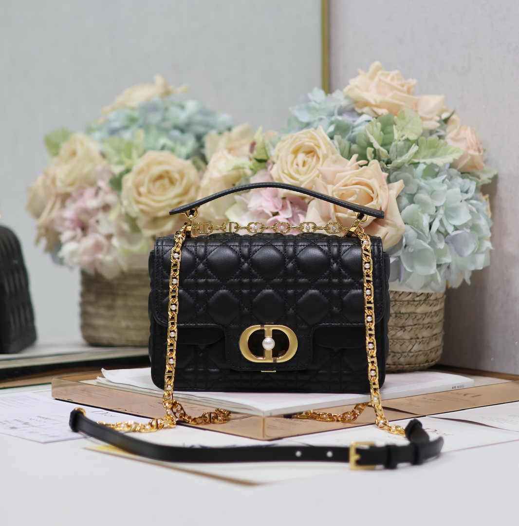 Small Dior Jolie Top Handle Bag M9271 Black Calfskin - Default Title - View 1