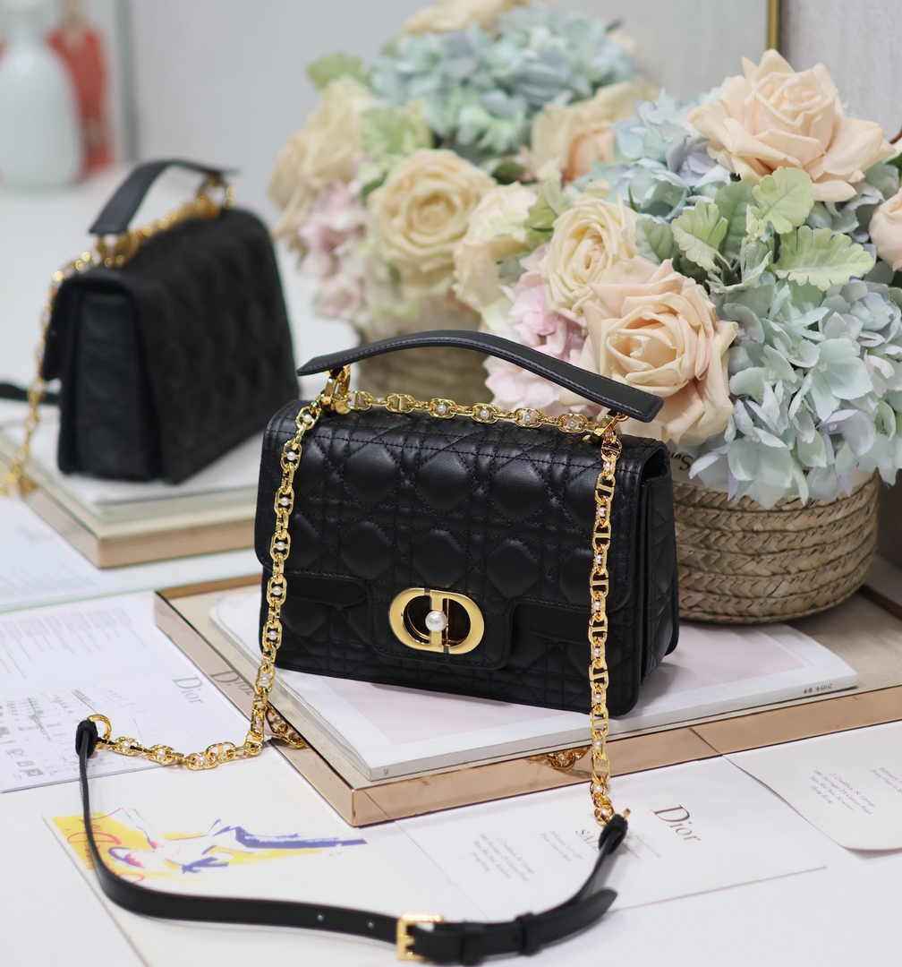Small Dior Jolie Top Handle Bag M9271 Black Calfskin - Default Title - View 2