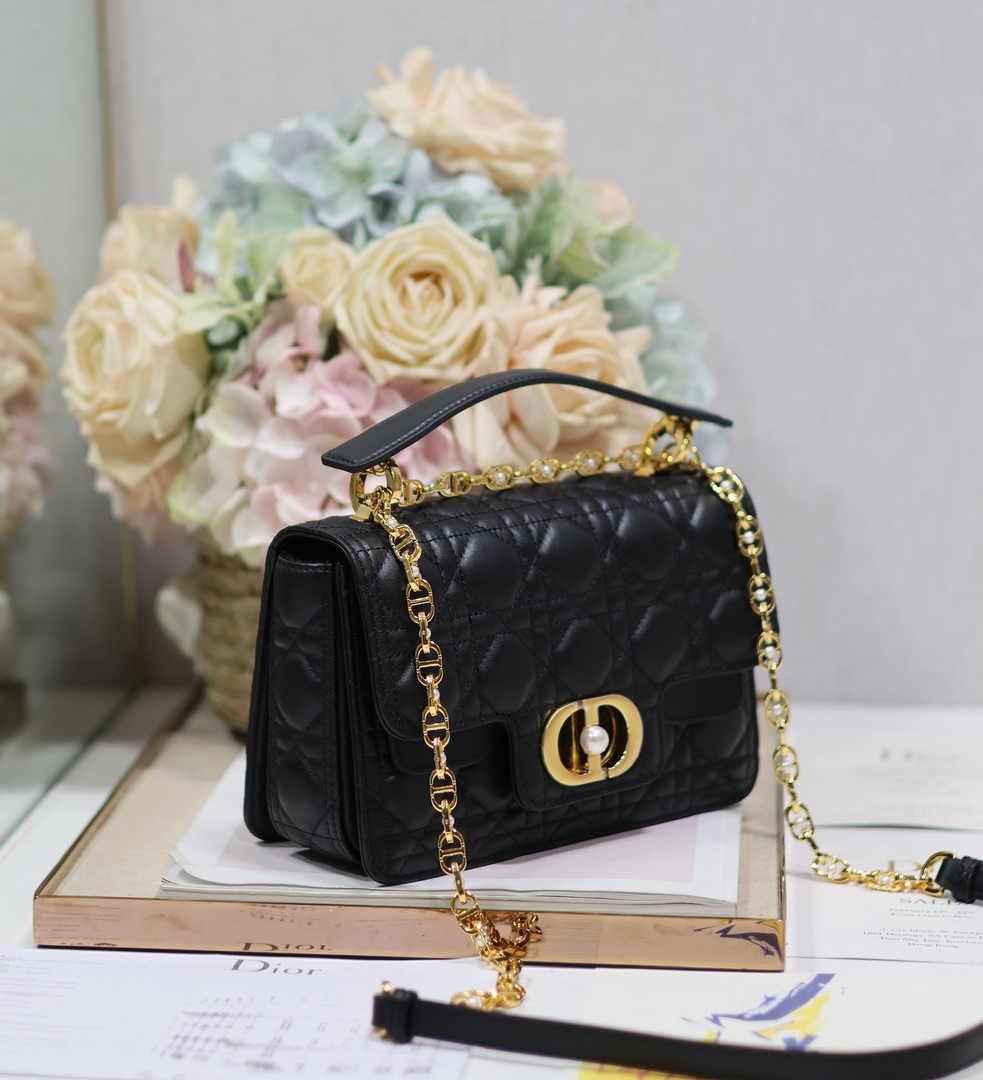 Small Dior Jolie Top Handle Bag M9271 Black Calfskin - Default Title - View 3
