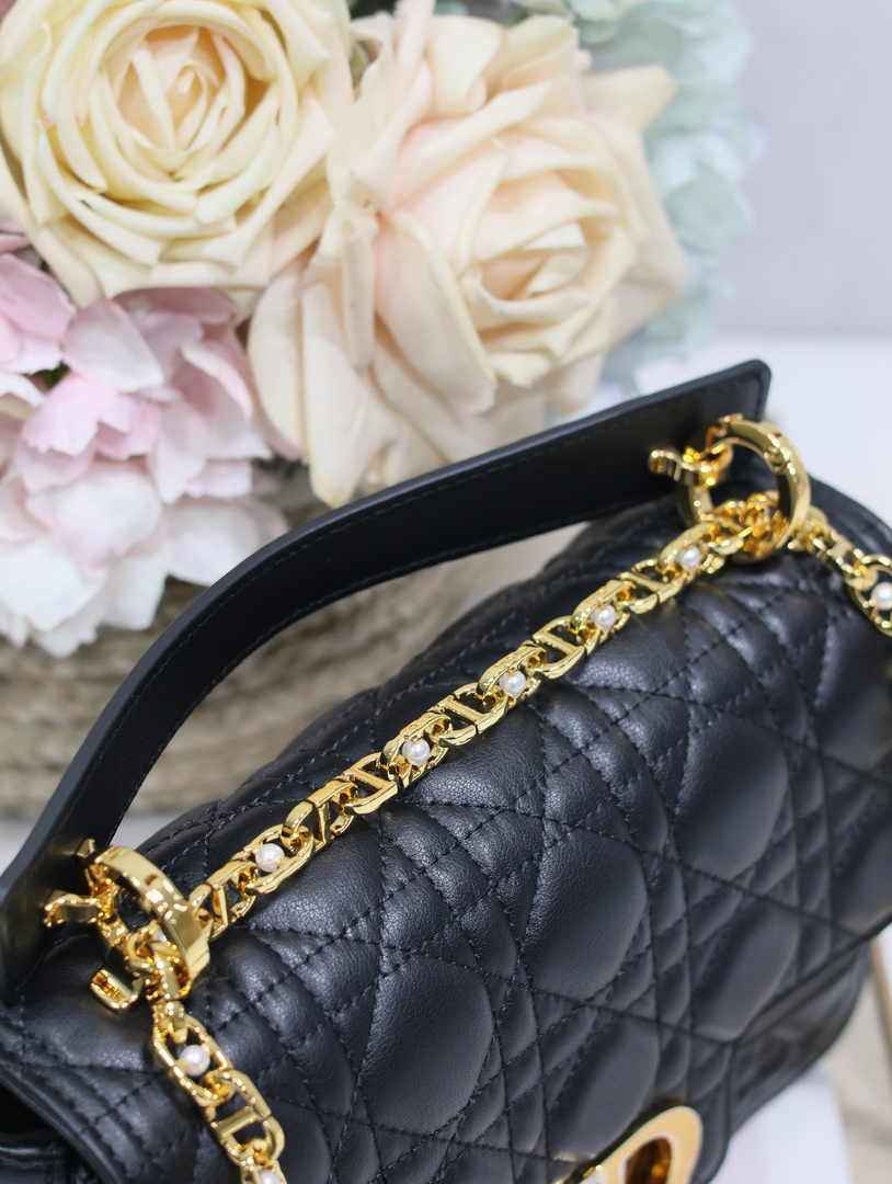 Small Dior Jolie Top Handle Bag M9271 Black Calfskin - Default Title - View 5